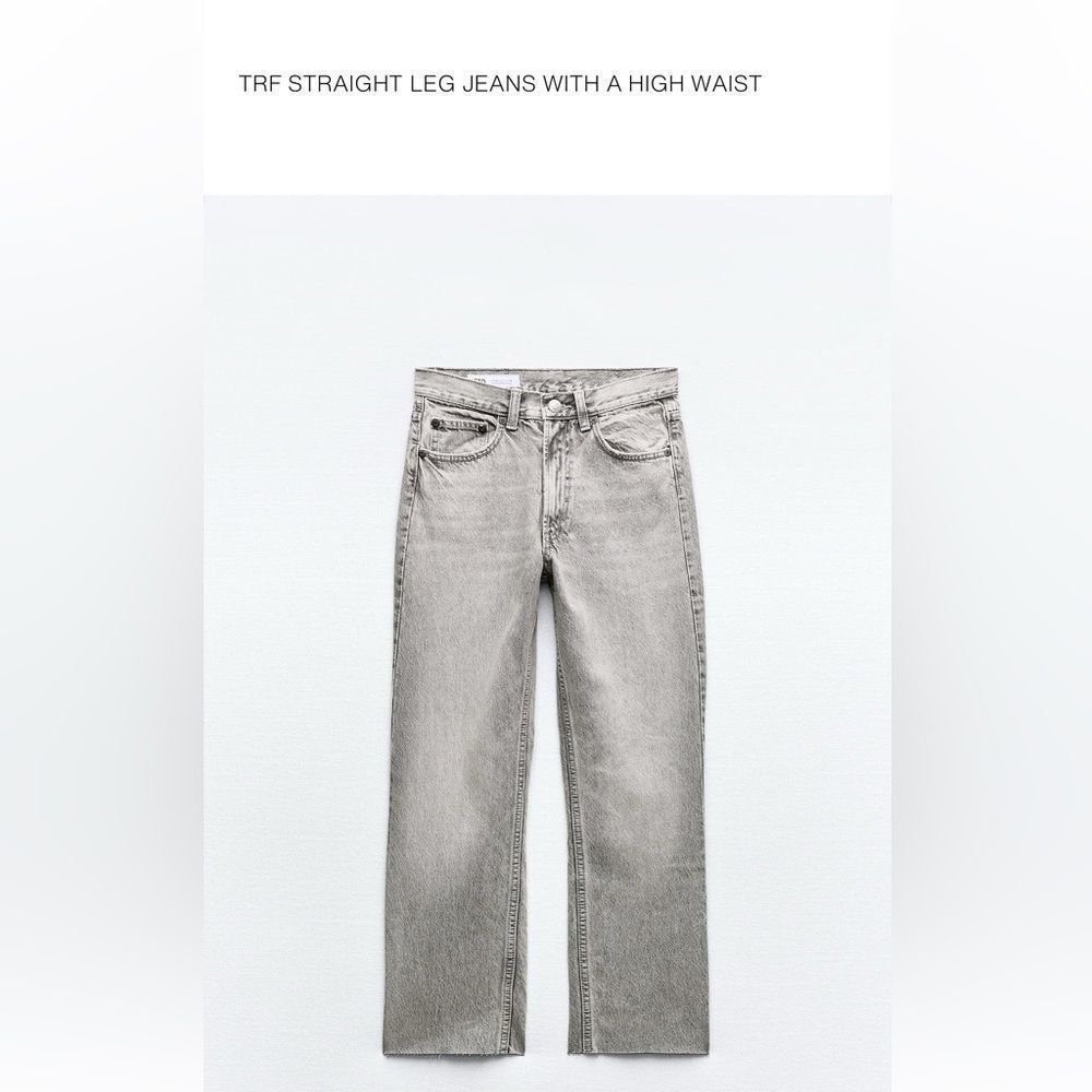 Zara Straight Leg Jeans in Light Gray